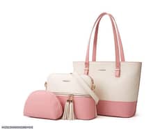 womens PU Leather Textured Hand bang Set