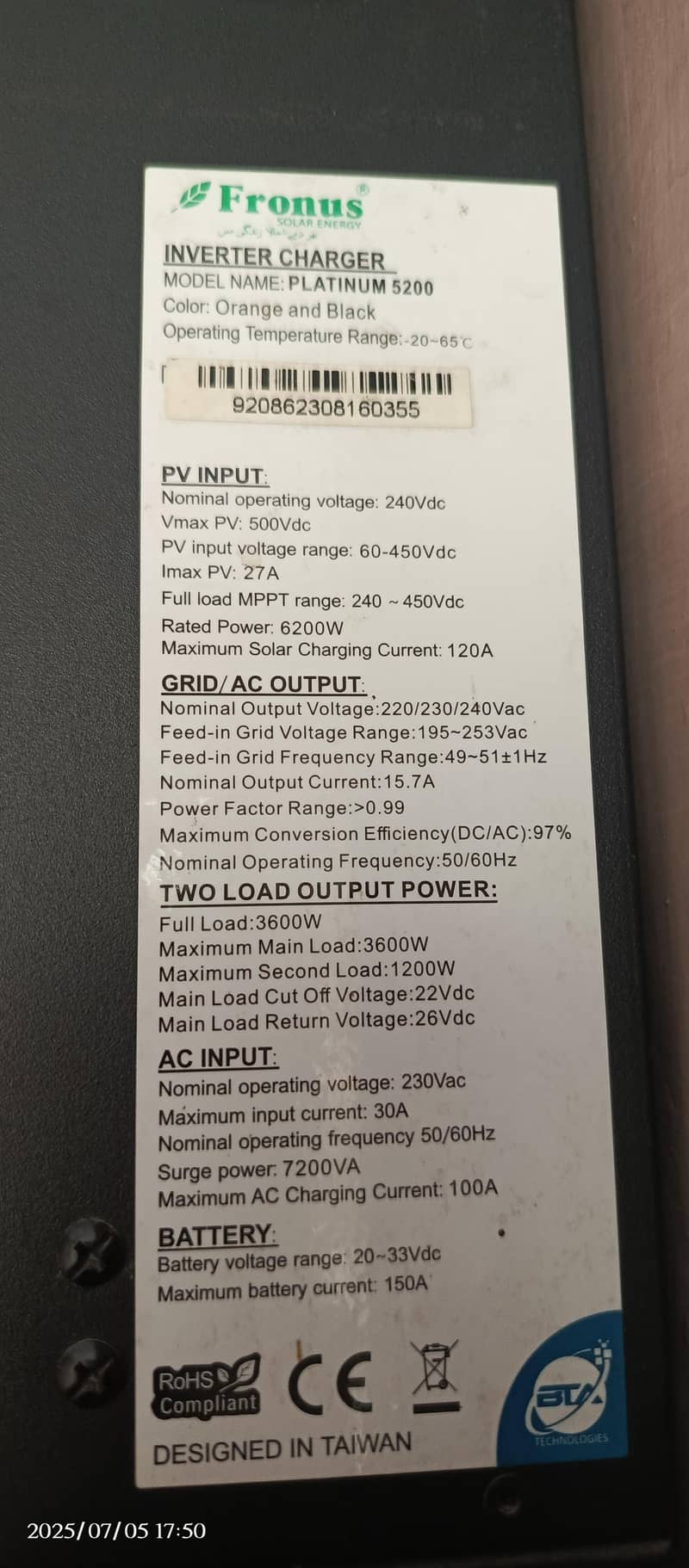 Fronus PV 5200 hybrid inverter dual output Almost new 10/10 condition 6