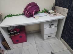 white table with drawer