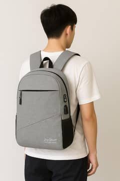 Stylish Grey Backpack for Travel & Daily Use - Laptop Bag
