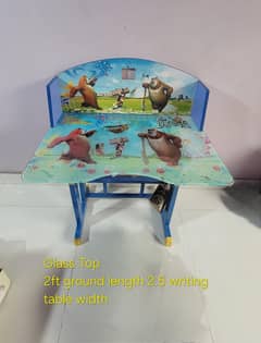 kids study table with glass counter