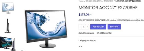 AOC 27″ Monitor / Computer Screen 27 inch