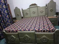 king size bed with side tables, solid wood gently used