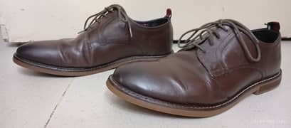 BEN SHERMAN BRENT PLAIN TOE DARK BROWN LEATHER