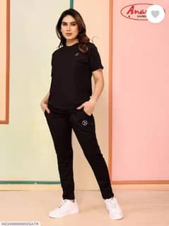 Trendy printed Tracksuit -2 PCs set in black