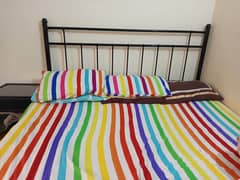 double bed iron king size with dressing and side tables