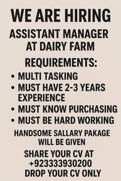 Required Assistant Manager