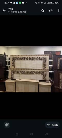 bed, dressing table and side tables with mirror