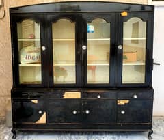 Showcase black color strong wood and glass