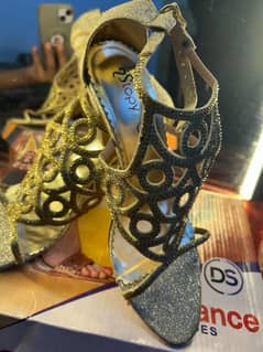 Golen color Heels bridal shoes brand new