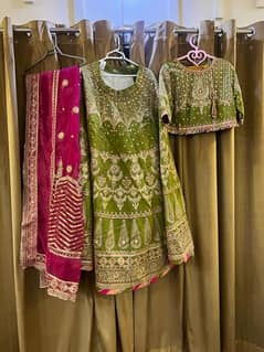 Olive Green Embroidered Lehnga Choli with Embroidered Dupatta