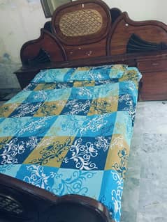 wood material. . bed with mattres. .