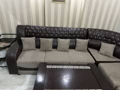 Just 5 months used l shape sofa with table