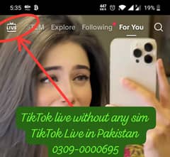 TikTok live available without sim use any android mobile