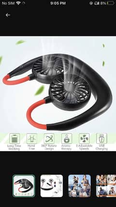 Portable neckband fan