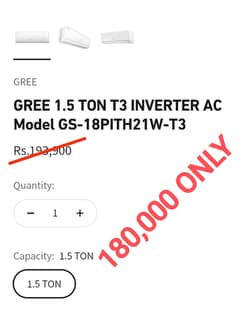 GREE 1.5 Ton Inverter AC 18PITH21W-T3 New Box Pack WhatsApp 34O4134O82