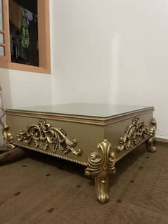 Customised Elegant Wooden Table with Glass Top – Excellent Condition
