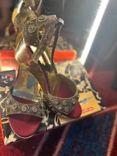 Golden Mehroon heels for bride