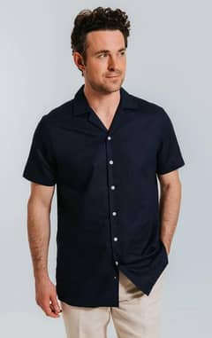 casual shirt | cuban collar shirt black