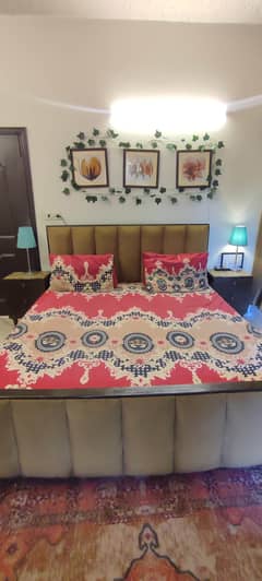 Elegant Bed with Side Tables for Sale