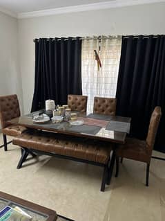 6 seater chocolate brown dining set