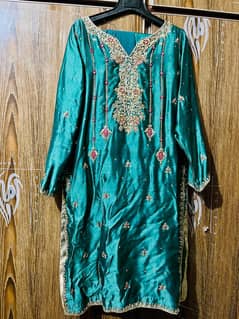 Teal Green Hand Embroidered Silk Formal Suit For Sale