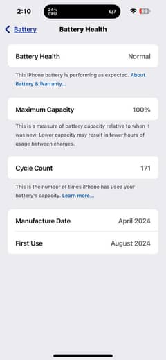 15 pro max 256 gb 100 health original 173 cycle in apple warranty box