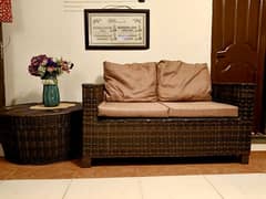 Cane Sofa Set & Table