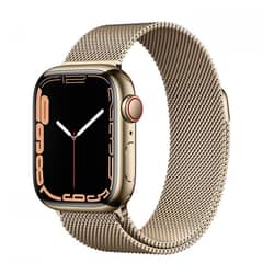 Apple Watch Series 7 Gold Stainless Steel Case with Milanese Loop- 45m