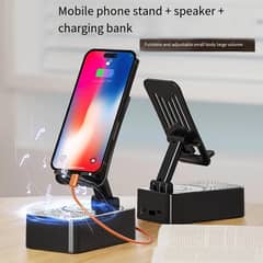 phone stand with Bluetooth speaker + power bank 360 rotation