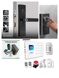 smart fingerprint handle electric door lock burglar alarm system