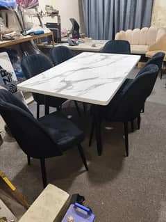 dining table/6 seater dining set/metal steel chair/UV top dining table