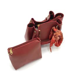 stylish women's  PU leather handbag set 2 PCs  in brown