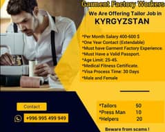 Garment Factory Workers For Kyrgyzstan