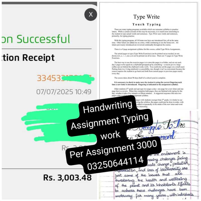Handwriting Assignment And Typing Work Available 0