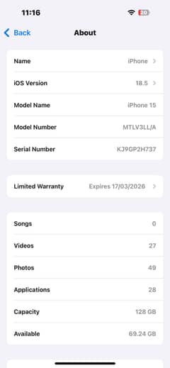 Iphone 15 non pta JV 128 black