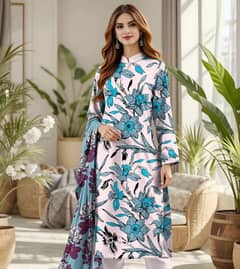 3 PCs women unstitched printed suit