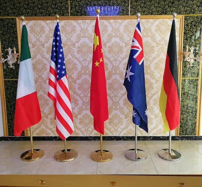 UK Flag, USAFlag, Canada Flag, China Flag, Office Indoor Standing Pole 3