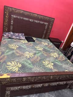 Wooden double Bed With Mattress