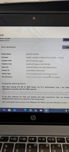 HP core i 5 5th generation 820 model