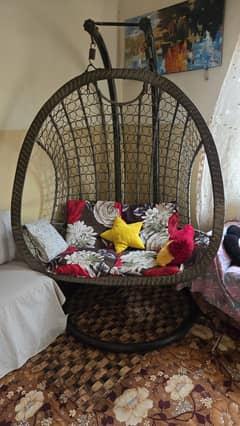 Hanging egg swing chair with stand