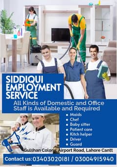 Domestic staff, Baby sitter, Maid, Babysitter , Cook, Driver, Nurse