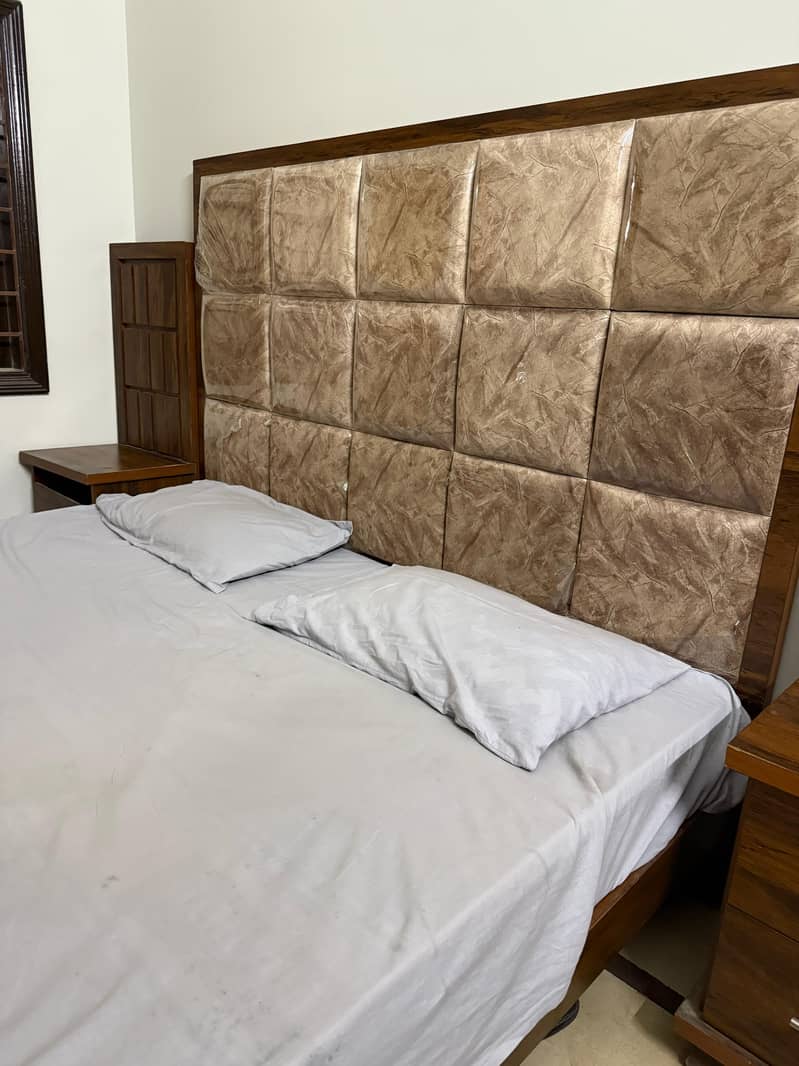 King size bed  with side tables, Without Mattress condition 10/10 2