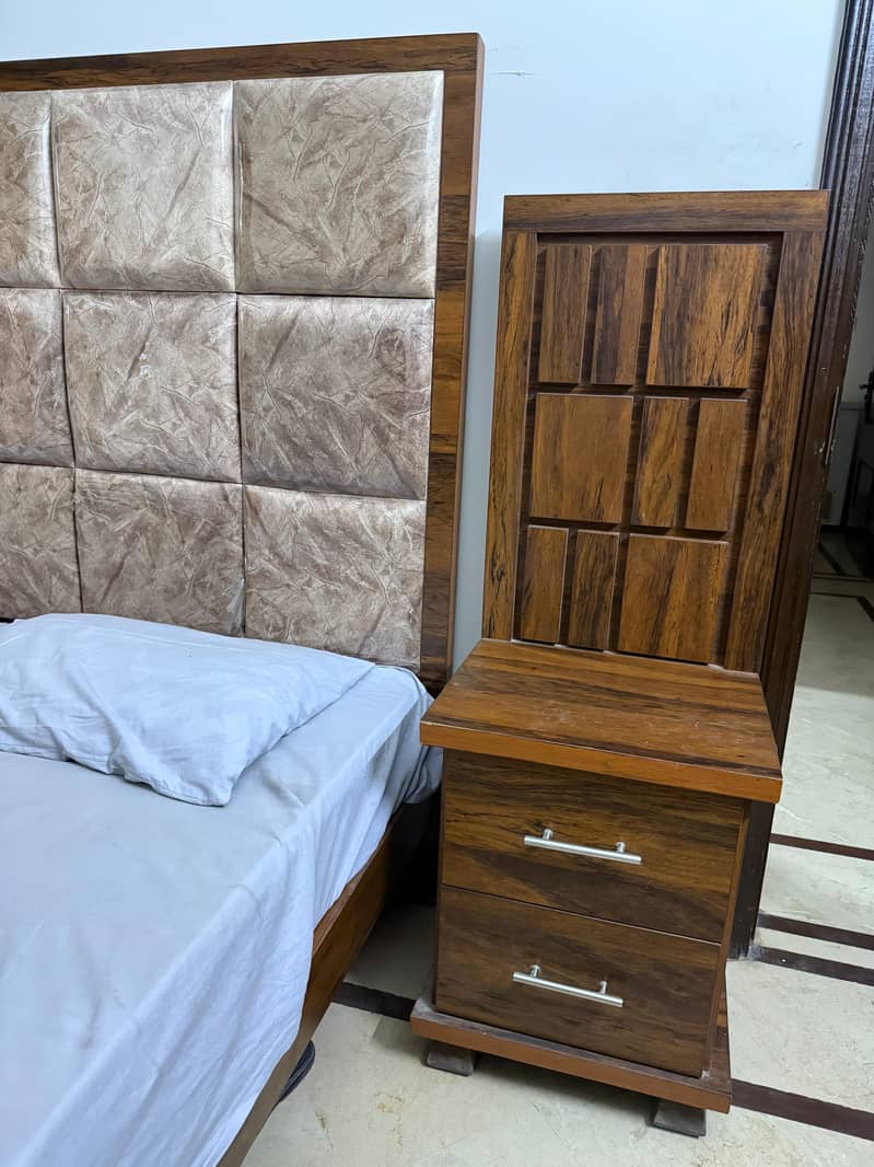 King size bed  with side tables, Without Mattress condition 10/10 3