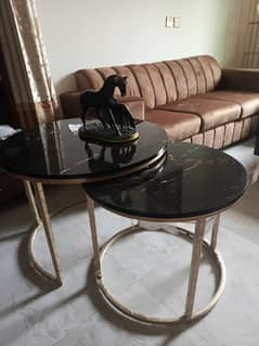 SELLING NEW! Set of 2 Stylish Black Round Nesting Coffee Tables