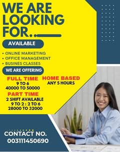 *part time work available for male &  female