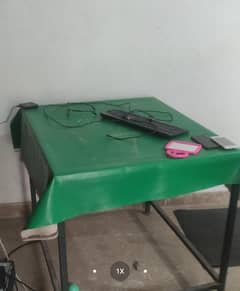 Steel base. . . hardwood Table