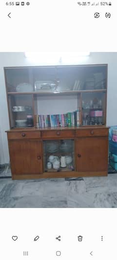 wooden showcase/crockery cabinet with glass doors
