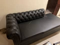 L Shape sofa for sale Rexine Leather Black color