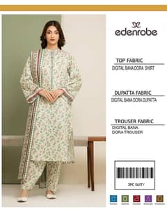 3 Pcs Women's Unstitched Digital Print Suit